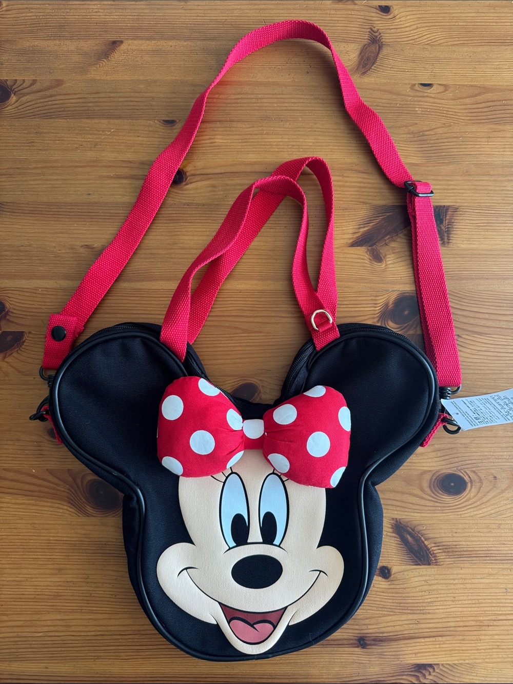 Disney Minnie Mouse Small Face Crossbody Bag with Red Polka Dot Bow